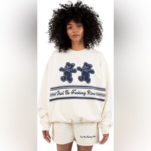 Mayfair Group Cream Sweatshirt with Navy Teddy Graphic - "Just Be Kind"